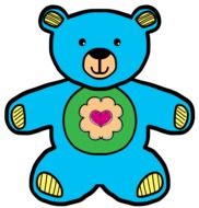 drawing of a blue bear on a white background