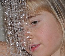 water drops on the background of the girl