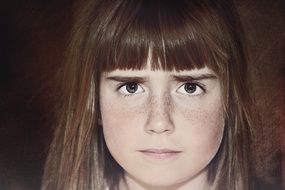 person human female girl face dark eyes