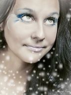 beautiful teenager girl looking up