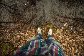 man in casual wear in a forest