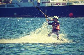 man waterskiing
