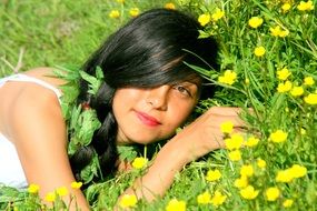 girl lying on a field