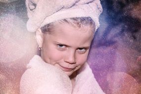 girl face with towels on head