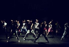 dancing on stage in the theater