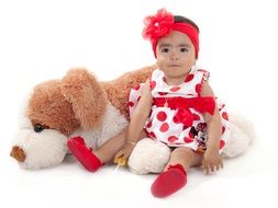 Little girl with a big plush toy
