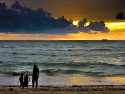 family on the ocean beach