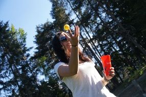 portrait of girl plays funsport