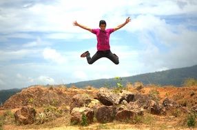 jump of a happy young man