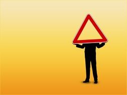 Picture of man holding road sign