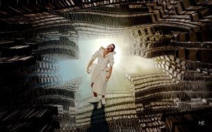 abstract image of a girl in a panic