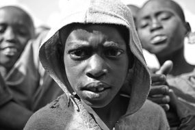 black and white photo of african children