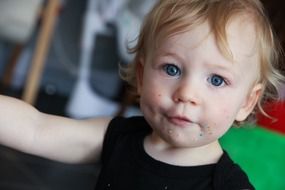 sweets on the face of a child