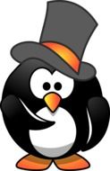 Drawing of a penguin in the first cylinder on the head