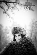 black and white portrait of a glamorous lady
