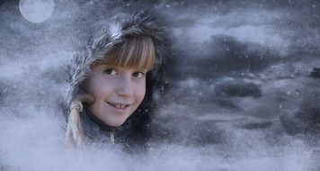 girl portrait on the winter night background