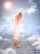 fantasy clipart of man on wooden piere