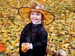witch halloween child girl autumn landscape