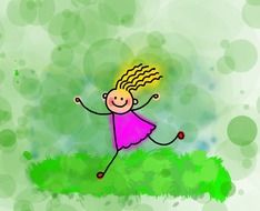 nice happy girl drawing