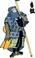 medieval asian man, illustration