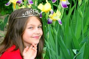 portrait of a girl on the background of flowers