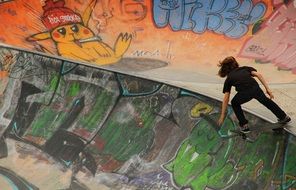 Graffiti on a skateboard stadium