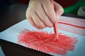 drawing with red pencil