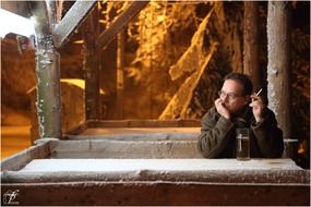 old lonely man smokes