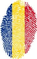 flag of romania on the fingerprint at white background