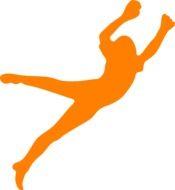jumping girl, orange silhouette