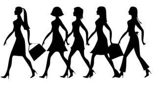 silhouettes of women in motion