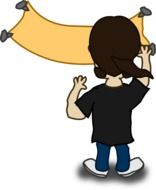 cartoon character with blank banner