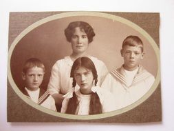 retro photo of mother with children