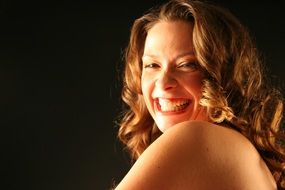 beautiful brunette laughs