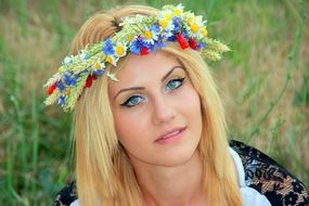 the nice blonde with a wreath on head