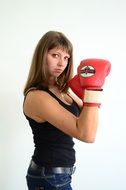 Girl in boxing gloves