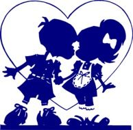 silhouettes of kissing children