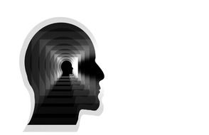 black and white drawing of head silhouette