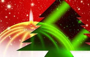 bright Christmas image with a Christmas tree and a candle