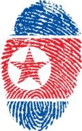 colors of the flag of north korea on the fingerprint