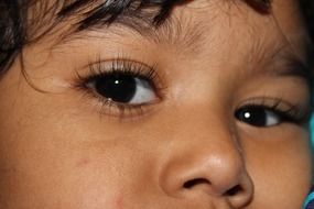 brown baby eyes with long eyelashes