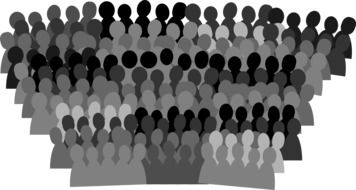 silhouette of a crowd of people on a white background