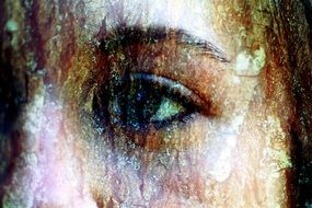 textured portrait of young girl, detail, digital art