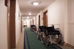 empty Wheelchairs in corridor
