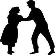 couple dancing square dance, silhouettes