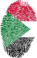 sudan flag on fingerprint drawing