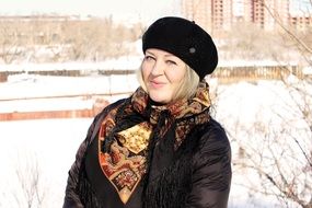 young smiling woman in winter day