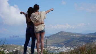 hugging girls in patmos