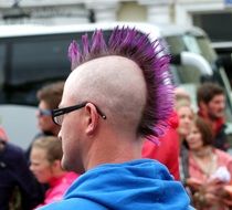 photo of punk with purple mohawk