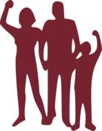 silhouette of a friendly family standing together